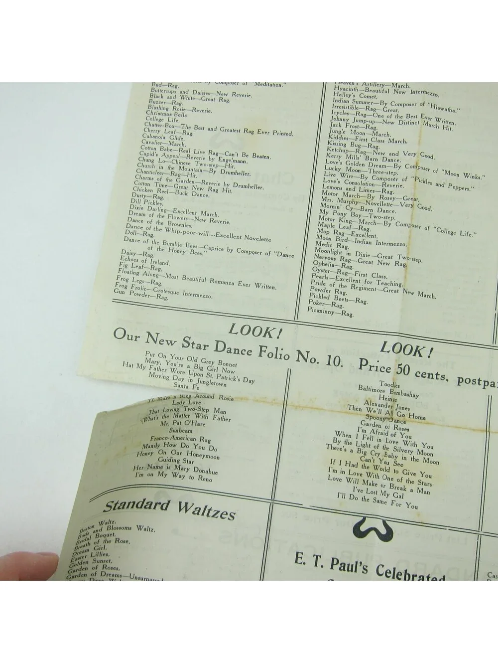 Sheet Music Jerome H. Remick & Co Advertising Special Bulletin Form Antique 1910